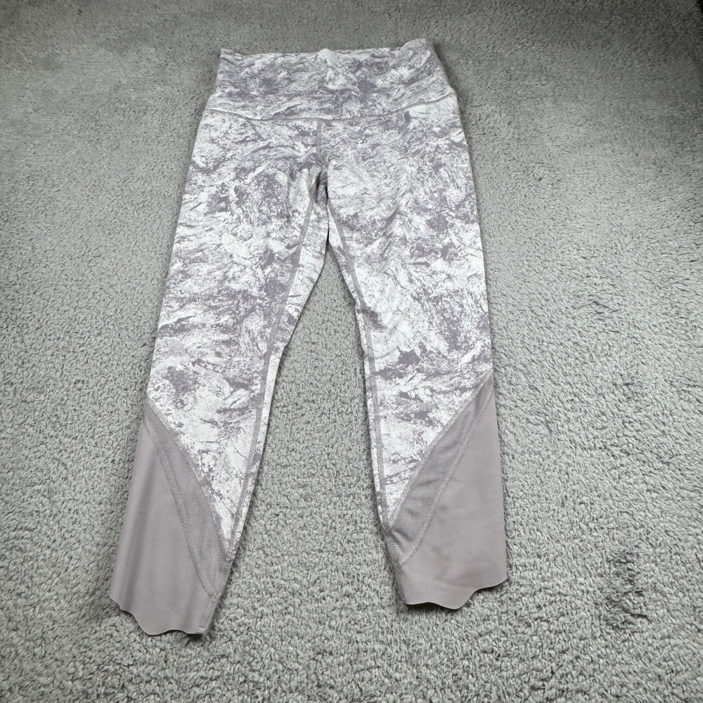 Lululemon Wunder Under Scalloped Hem Leggings Grey Mesh Accent 25"